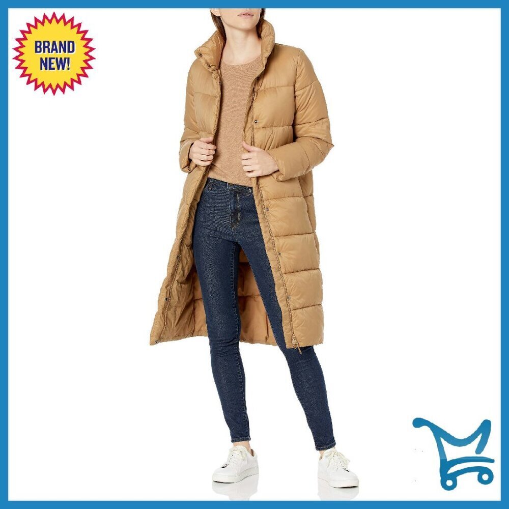 Lightweight Full-Zip Water-Resistant Long Cocoon Puffer Winter Coat